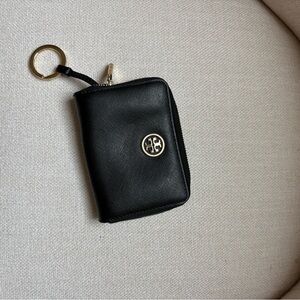 Tory Burch Black Leather Keychain Pouch